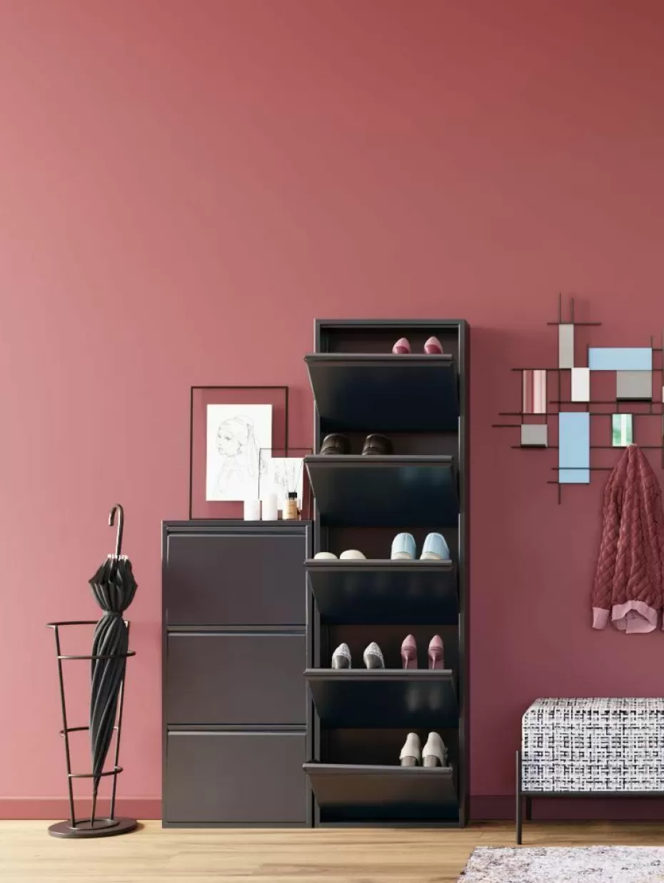 Schuhschränke & Schuhregale-Kare Design Wand-Schuhschrank Caruso mit Klappfächern Anthrazit