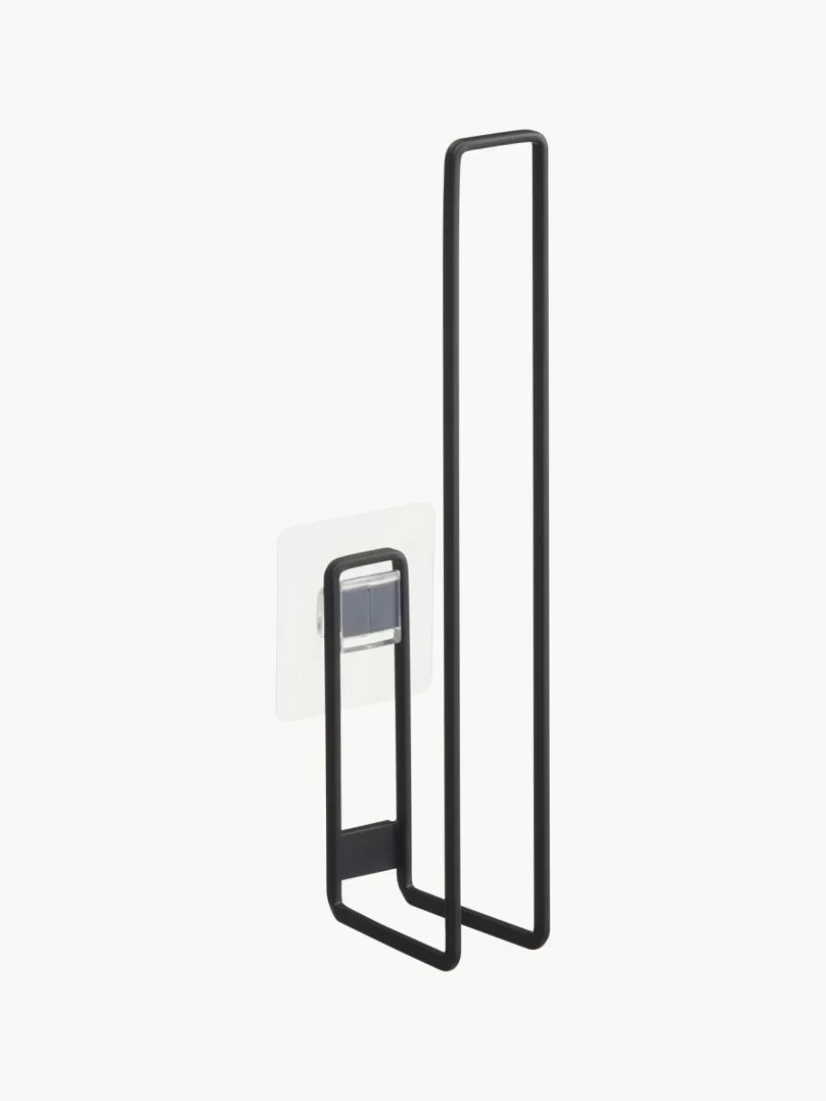 Toilettenpapierhalter-Yamazaki Wand-Toilettenpapierhalter Tower mit Klebehaken Schwarz, matt