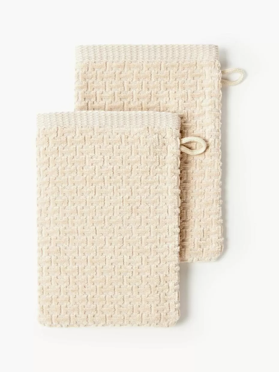 Handtücher-Westwing Collection Waschhandschuhe Niam, 2 Stück Hellbeige
