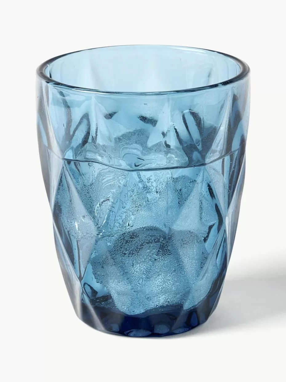 Wassergläser-Westwing Collection Wassergläser Colorado mit Strukturmuster, 4 Stück Blau