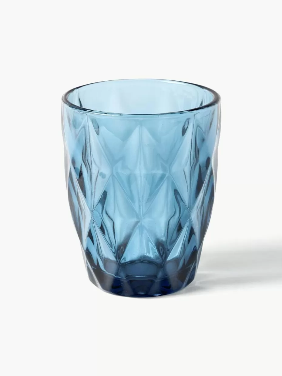 Wassergläser-Westwing Collection Wassergläser Colorado mit Strukturmuster, 4 Stück Blau