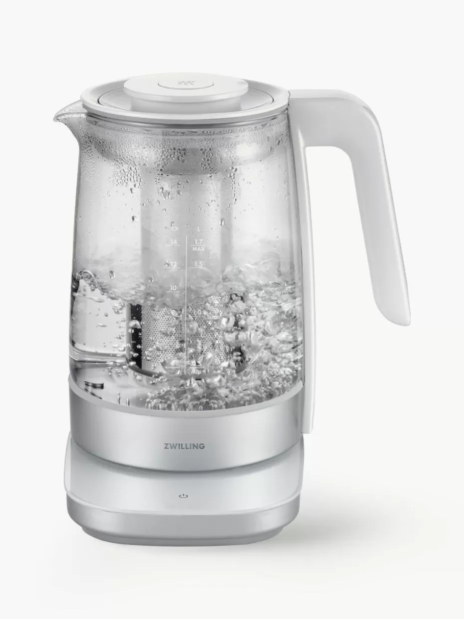 Wasserkocher-Zwilling Wasserkocher Enfinigy aus Glas mit Teeeinsatz, 1.7 L Weiß, Silberfarben