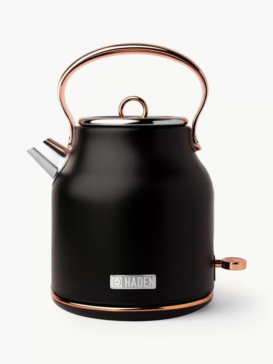 Wasserkocher-Haden Wasserkocher Heritage, 1.7 L Schwarz, Goldfarben