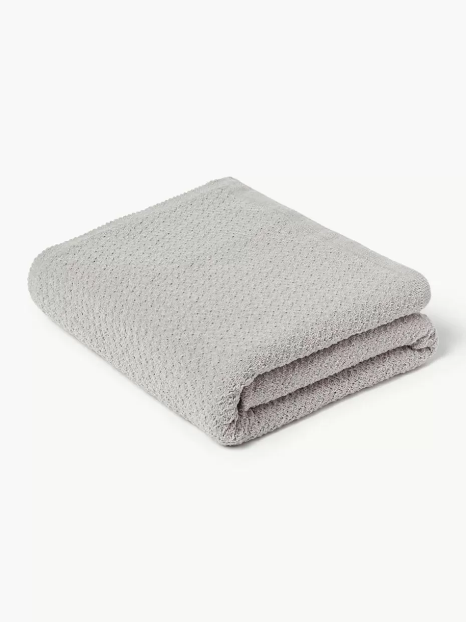Decken & Plaids-Westwing Collection Weiche Strick-decke Everly aus Chenille Hellgrau