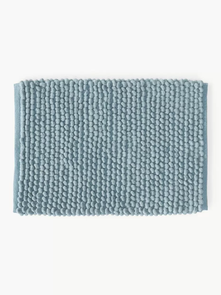 Badematten-Westwing Collection Weicher Badvorleger Brady im Schlingen-Design Graublau