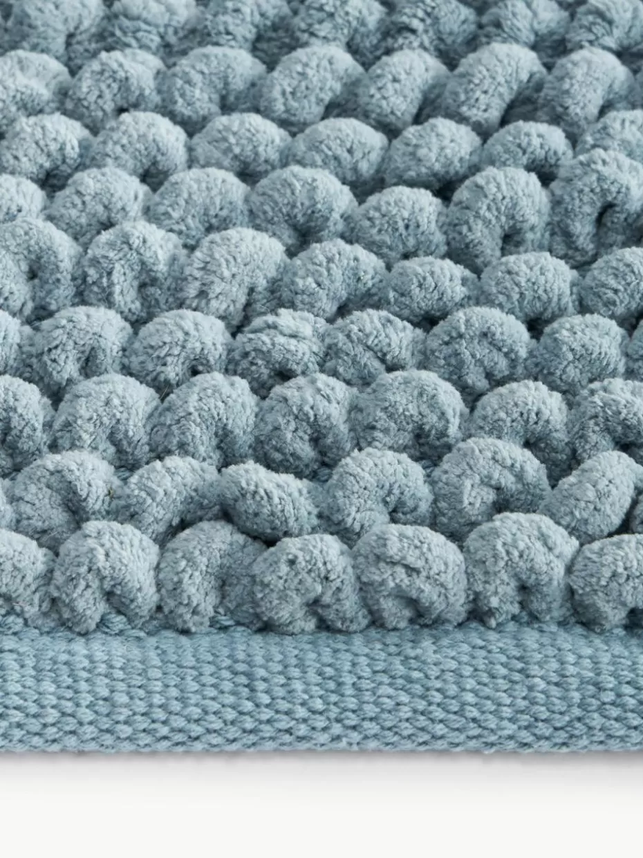 Badematten-Westwing Collection Weicher Badvorleger Brady im Schlingen-Design Graublau