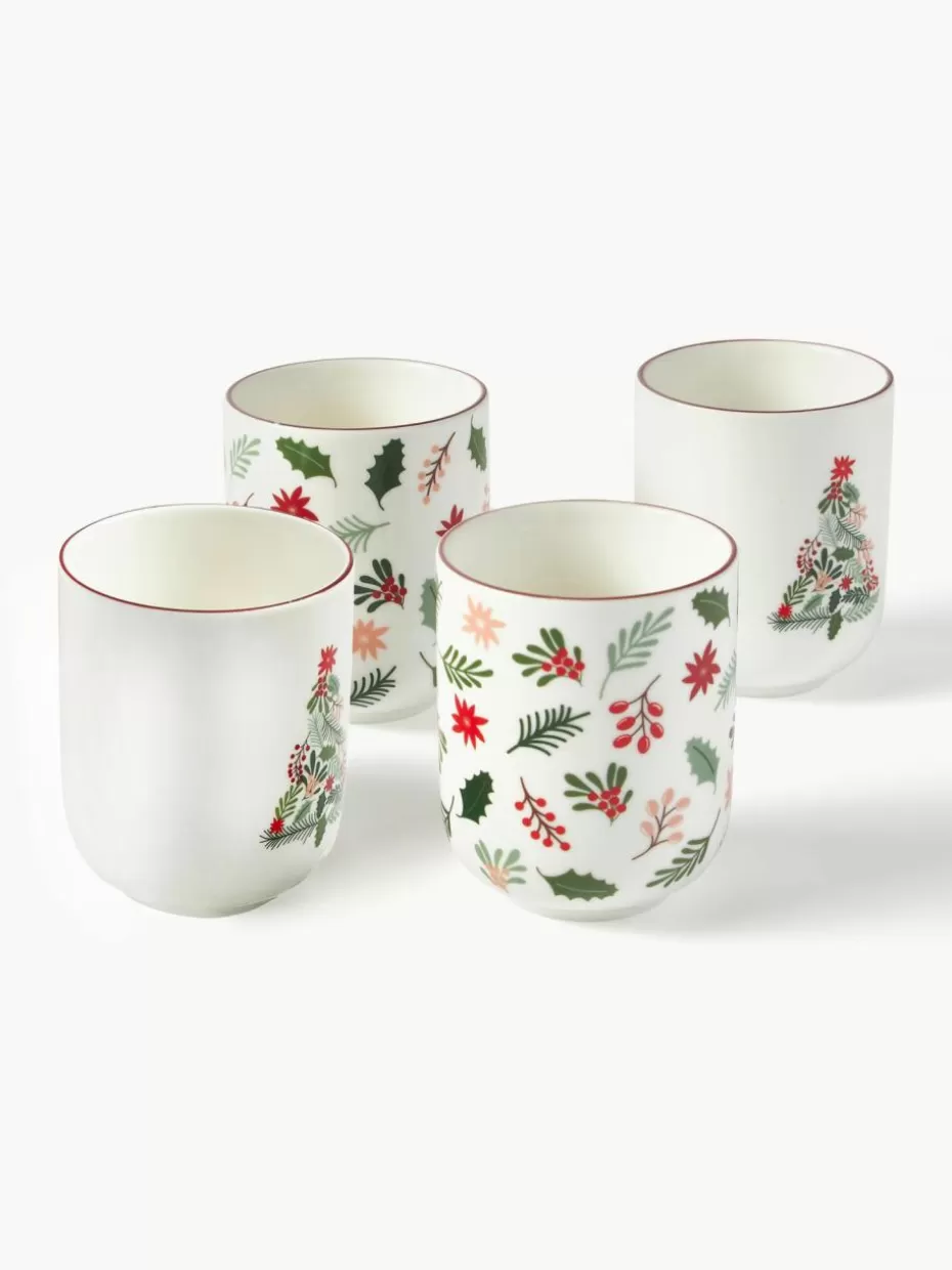Weihnachtsgeschirr | Family Holidays-Westwing Collection Weihnachtliche Kaffeebecher Eve aus Porzellan, 4er-Set