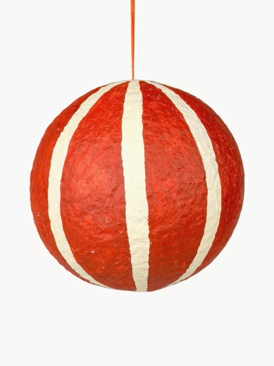 Weihnachtskugeln & Baumanhänger | Glow-Up-Broste Copenhagen Weihnachtskugel Sphere, Ø 12 cm, 3 Stück Rot, Cremeweiß