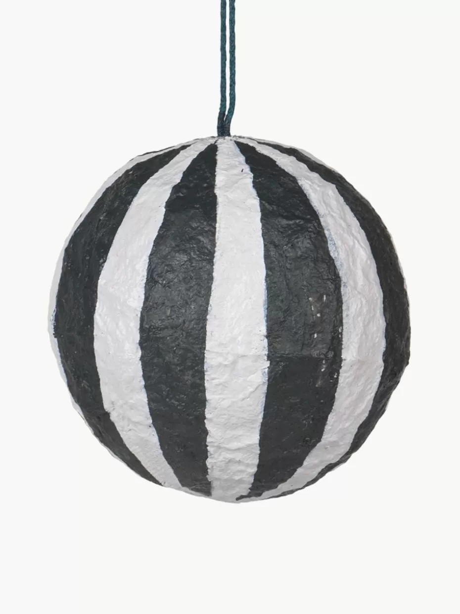 Weihnachtskugeln & Baumanhänger | Nordic Celebrations-Broste Copenhagen Weihnachtskugel Sphere, Ø 8 cm, 3 Stück Schwarz, Weiß