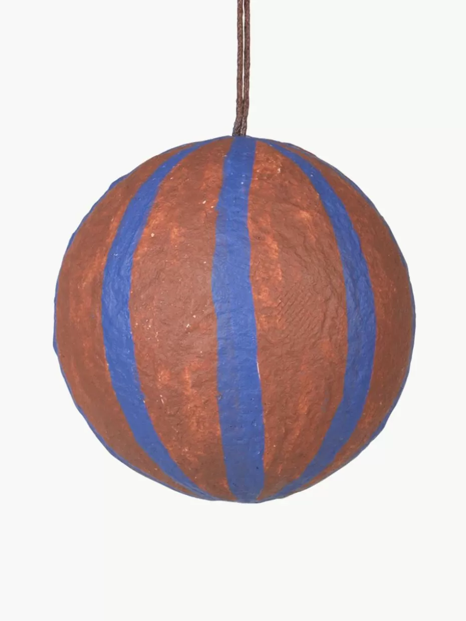 Weihnachtskugeln & Baumanhänger | Glow-Up-Broste Copenhagen Weihnachtskugel Sphere, Ø 8 cm, 3 Stück Braun, Royalblau