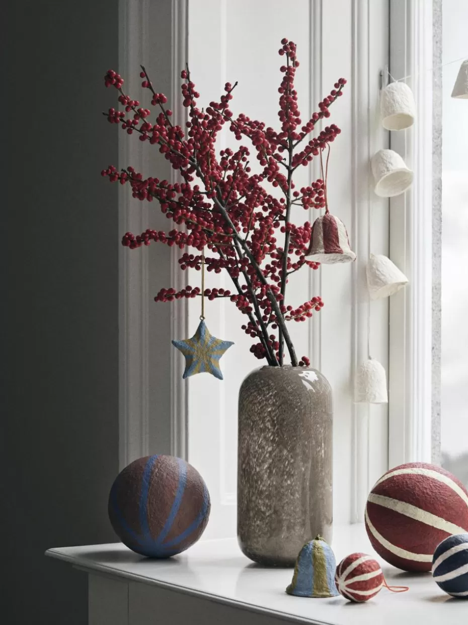 Weihnachtskugeln & Baumanhänger | Glow-Up-Broste Copenhagen Weihnachtskugel Sphere, Ø 8 cm, 3 Stück Rot, Cremeweiß
