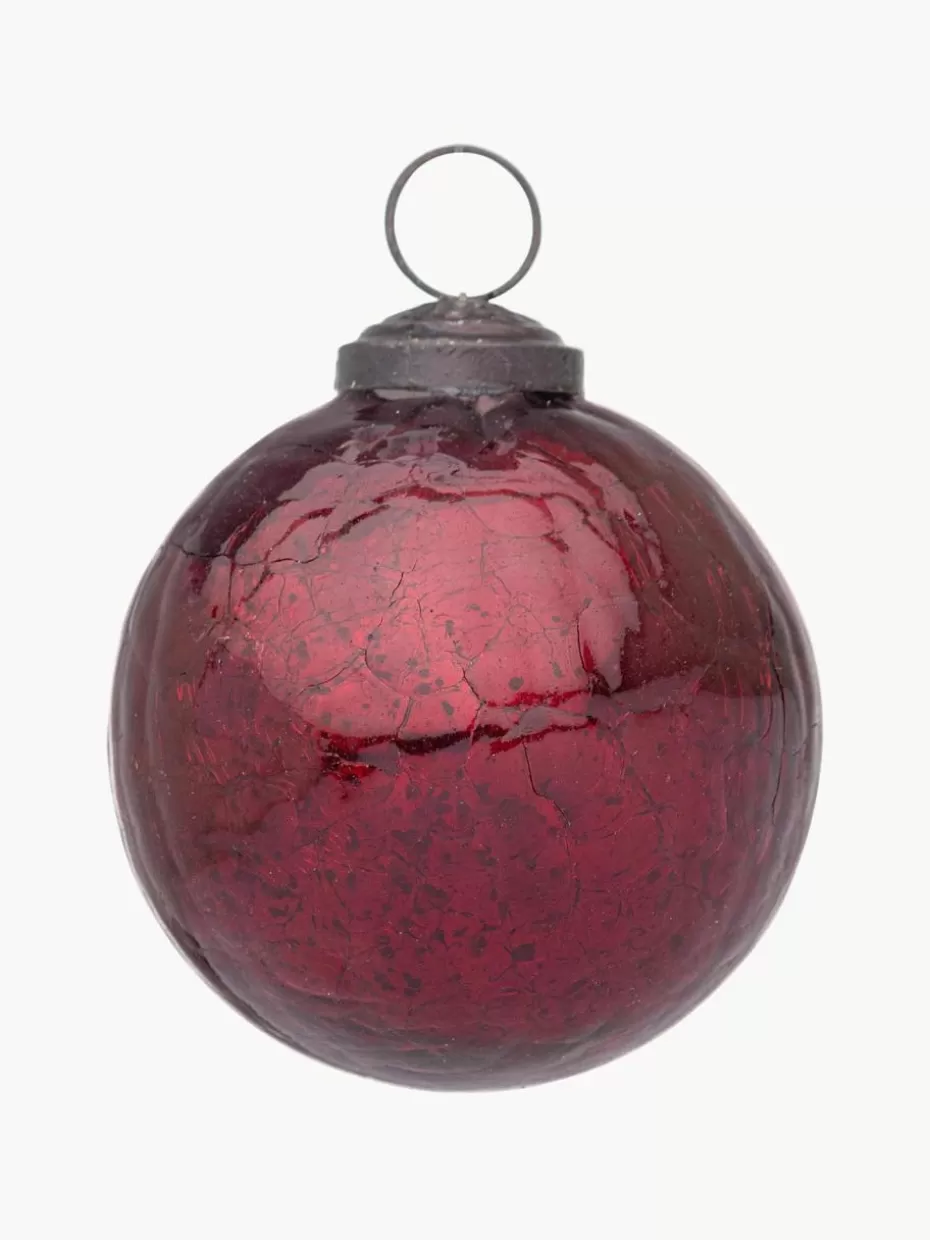 Weihnachtskugeln & Baumanhänger | Festliche Eleganz-Bizzotto Weihnachtskugeln Brill, 4 Stück Weinrot, gesprenkelt