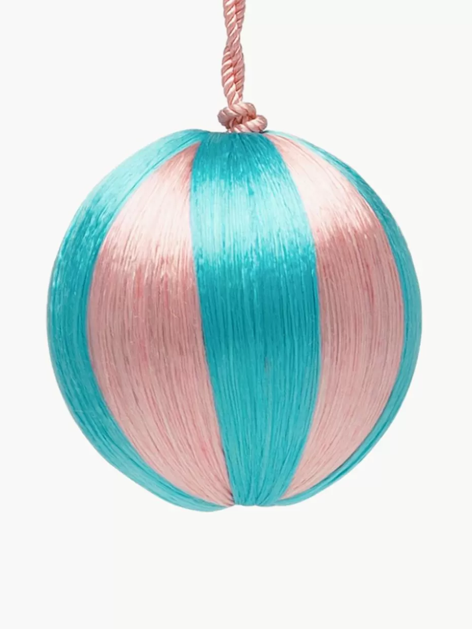 Glow-Up | Weihnachtskugeln & Baumanhänger-Anna + Nina Weihnachtskugeln Corded, 2 Stück, in verschiedenen Größen Hellrosa, Türkis