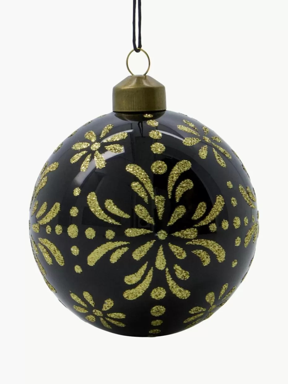 Weihnachtskugeln & Baumanhänger | Festliche Eleganz-House Doctor Weihnachtskugeln Mente, 4 Stück Schwarz, Goldfarben