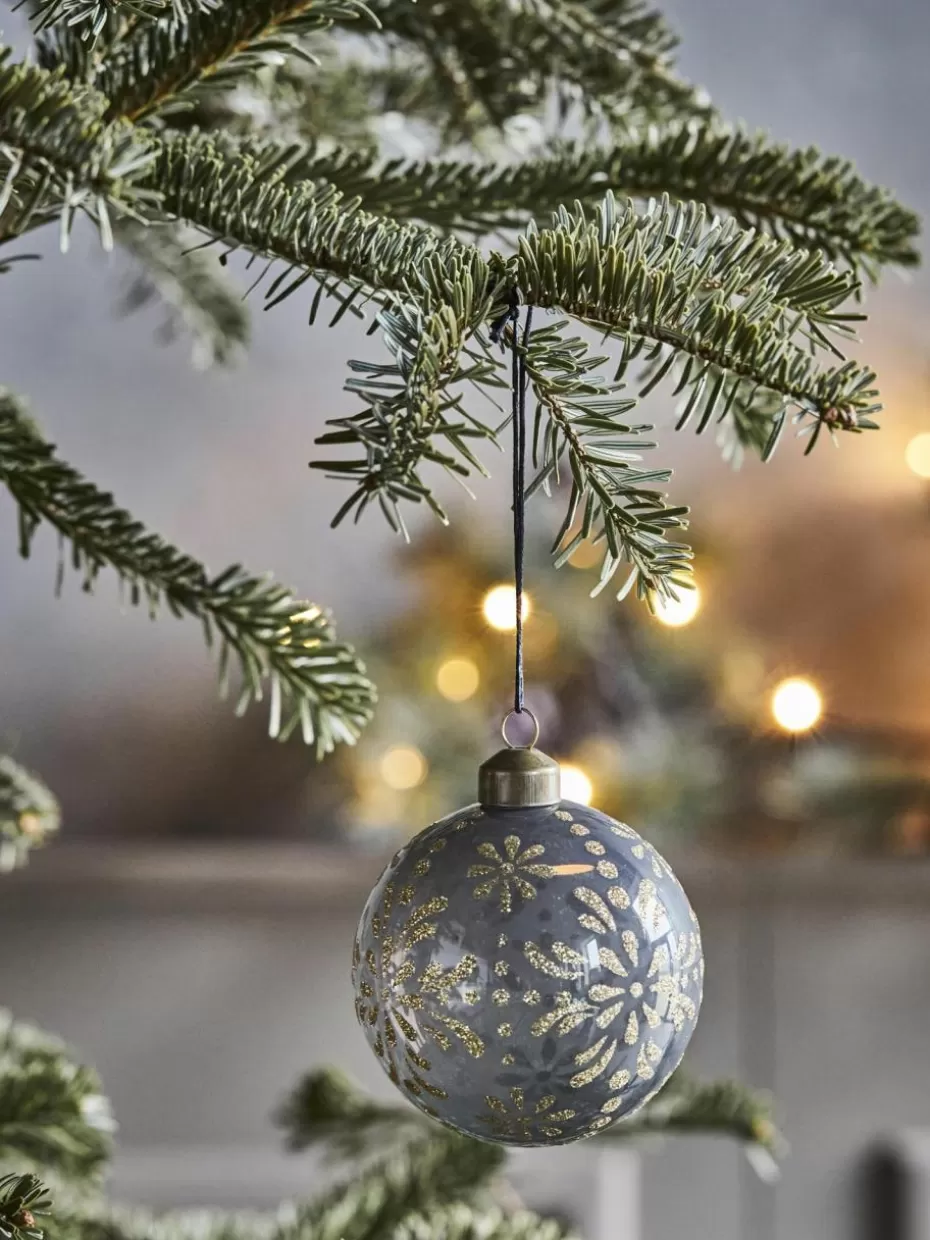 Weihnachtskugeln & Baumanhänger | Festliche Eleganz-House Doctor Weihnachtskugeln Mente, 4 Stück Grau, transparent, Goldfarben