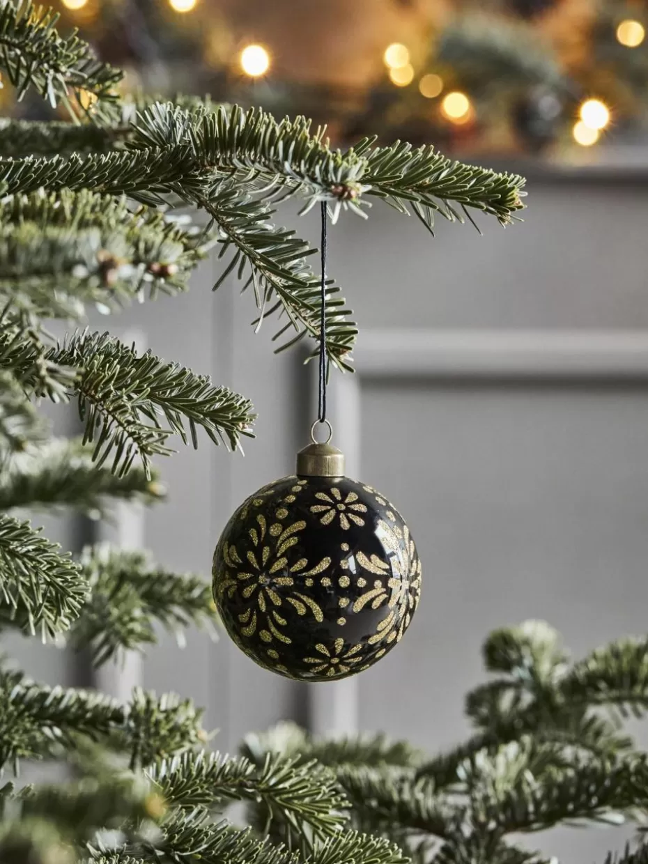 Weihnachtskugeln & Baumanhänger | Festliche Eleganz-House Doctor Weihnachtskugeln Mente, 4 Stück Schwarz, Goldfarben