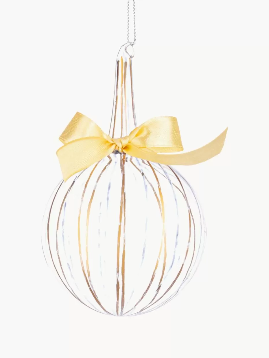 Weihnachtskugeln & Baumanhänger | Romantische Details-Bizzotto Weihnachtskugeln Stripe Trans, 6 Stück