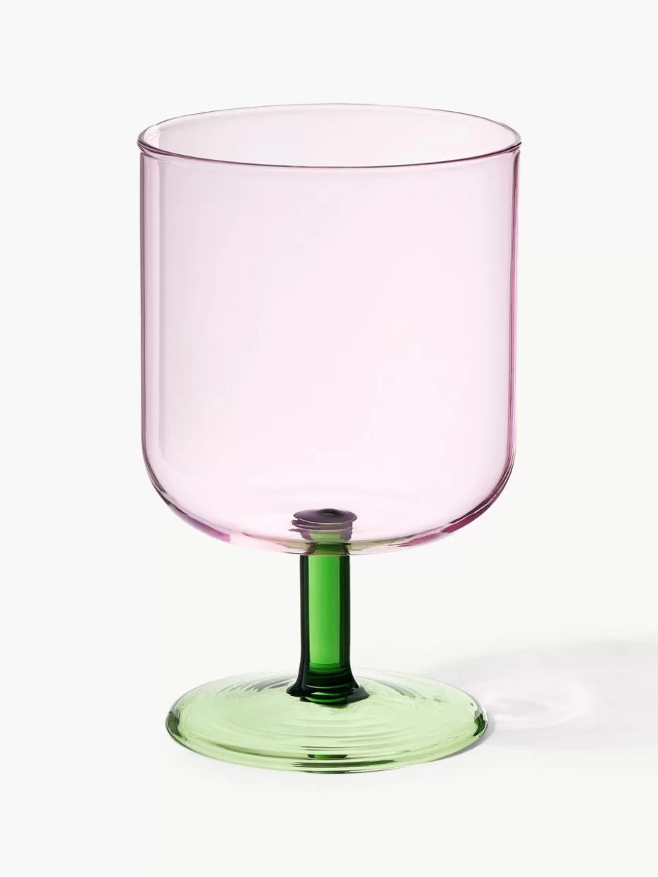 Weingläser-Lyngby Weingläser Torino aus Borosilikatglas, 2 Stück Hellrosa transparent, Grün