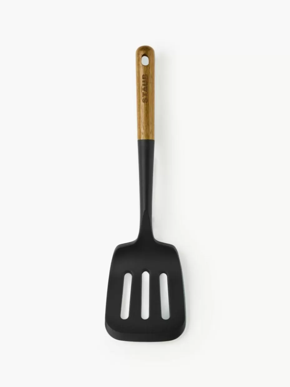 Küchenhelfer-Staub Wender Cook mit Akazienholz-Griff Schwarz, Helles Holz