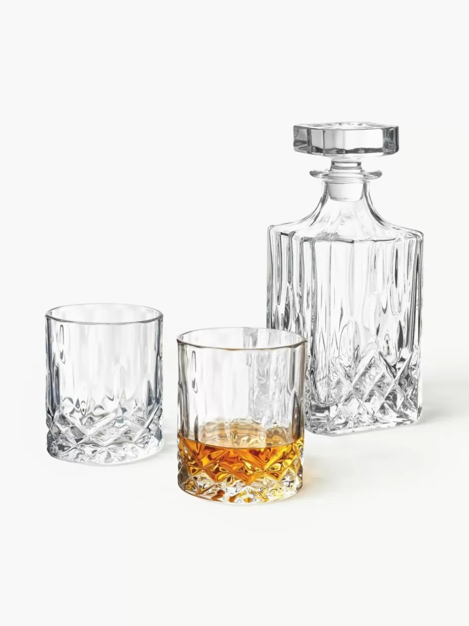 Weihnachtsgeschirr | Festliche Eleganz-Westwing Collection Whisky-Set George mit Kristallrelief, 3-tlg.