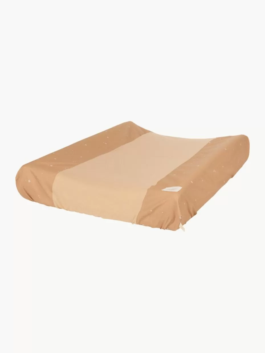 Wickeln & Pflege-Nobodinoz Wickelauflage Zen aus Bio-Baumwolle Hellbraun, Weiß