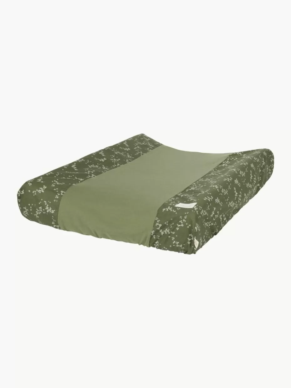 Wickeln & Pflege-Nobodinoz Wickelauflage Zen aus Bio-Baumwolle Dunkelgrün, Off White