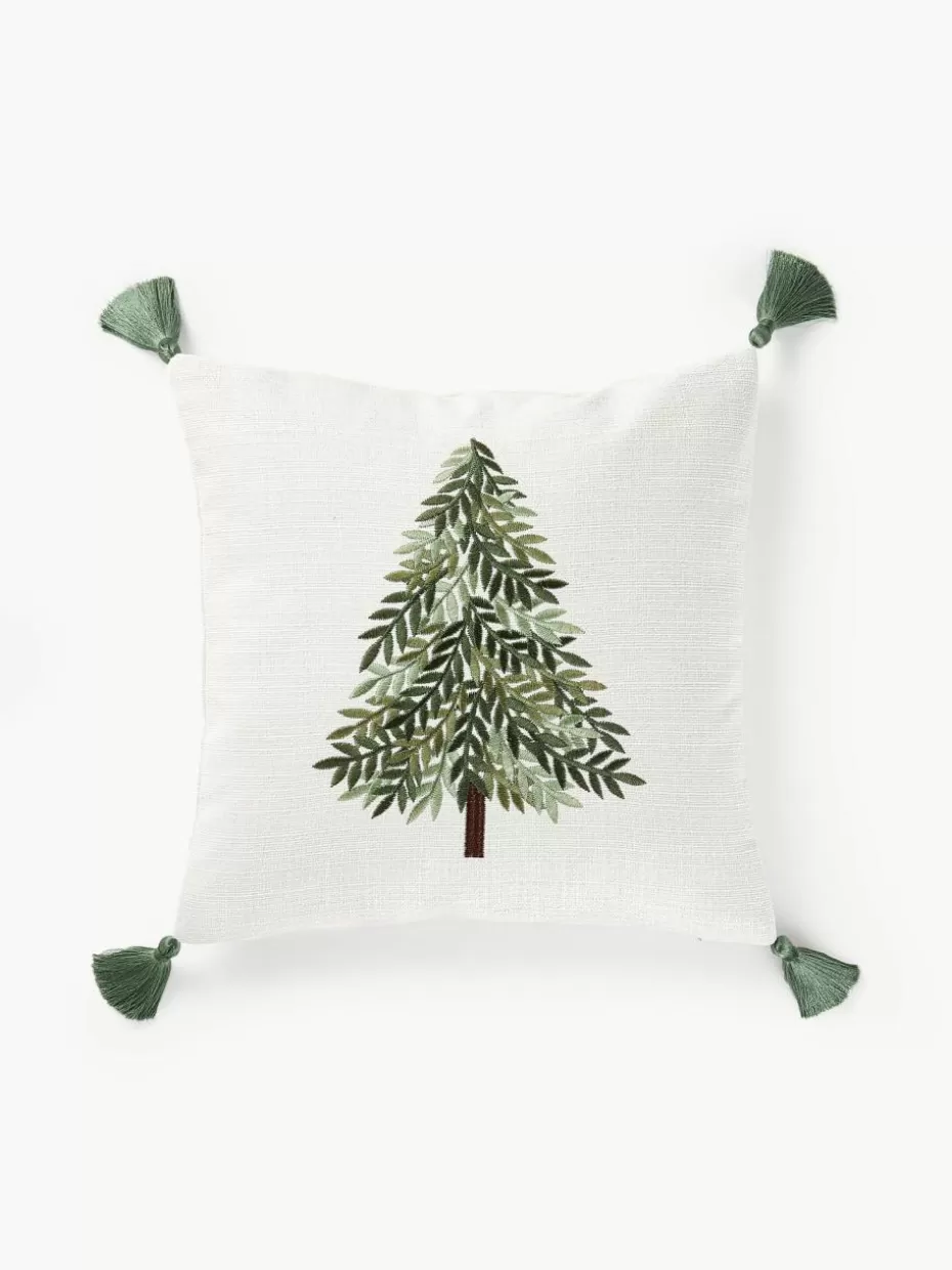 Weihnachtskissen | Nordic Celebrations-Westwing Collection Winterlich bestickte Kissenhülle Imala mit Quasten