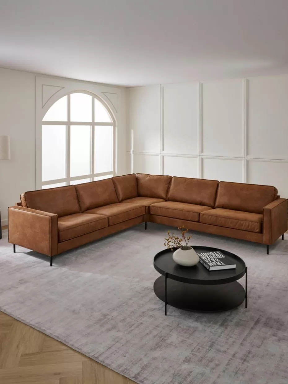 Sofas | Sofaserien-Westwing Collection Wohnlandschaft Hunter aus recyceltem Leder Leder Braun