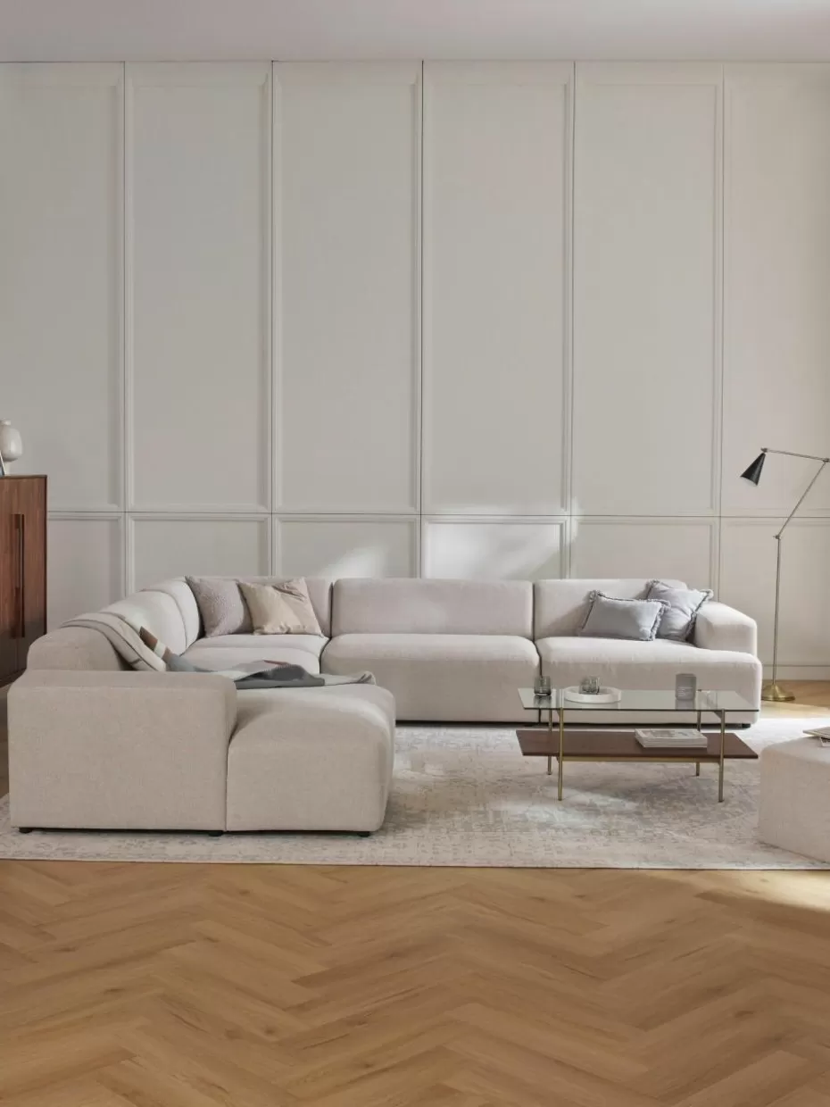 Sofas | Sofaserien-Westwing Collection Wohnlandschaft Melva Webstoff Hellbeige