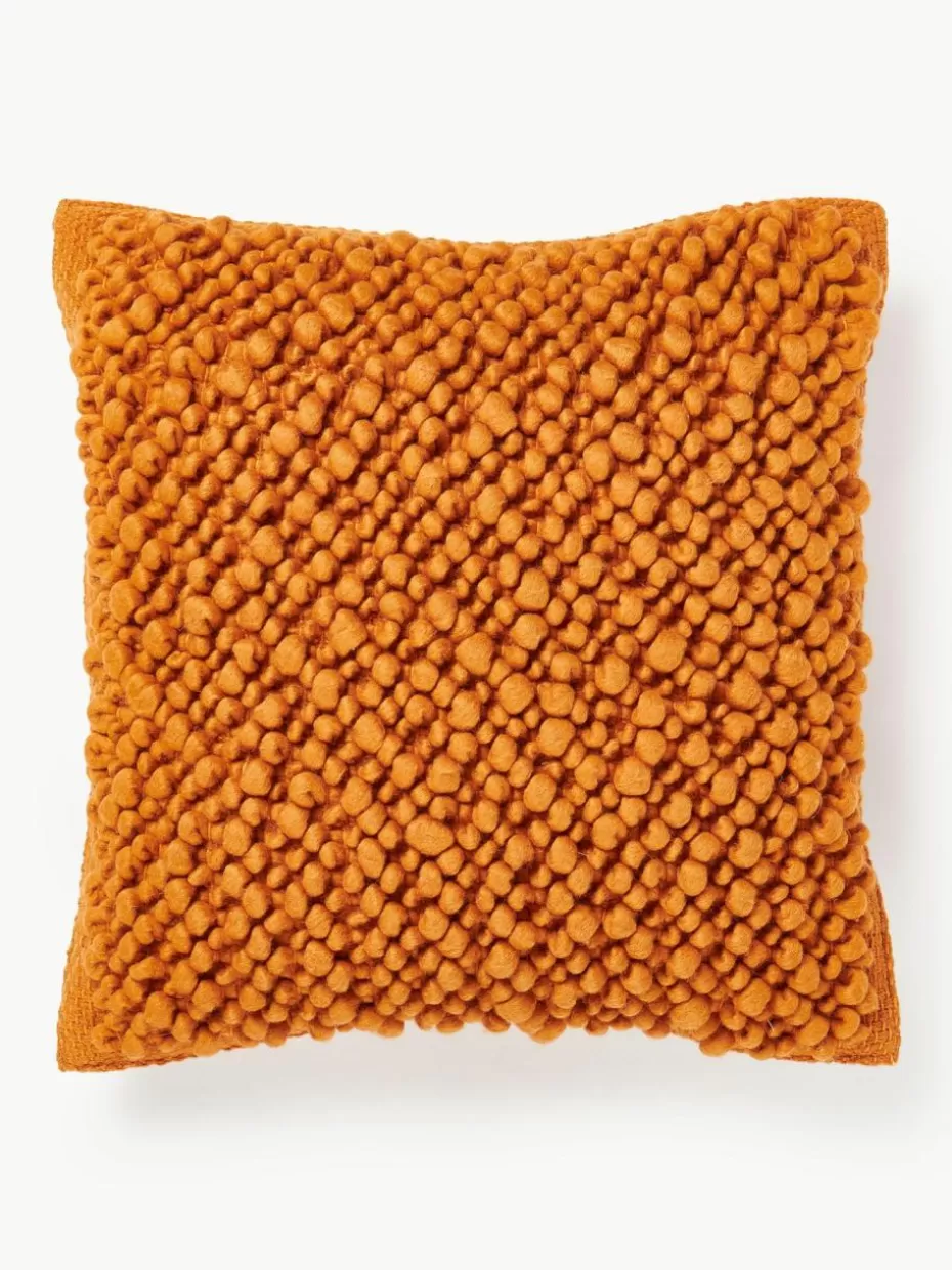 Dekokissen-Westwing Collection Woll-Kissenhülle Loca Orange, Cremeweiß