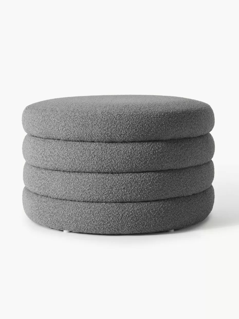 Flur Hocker | Hocker-Westwing Collection XL Bouclé-Hocker Alto mit Stauraum Bouclé Dunkelgrau