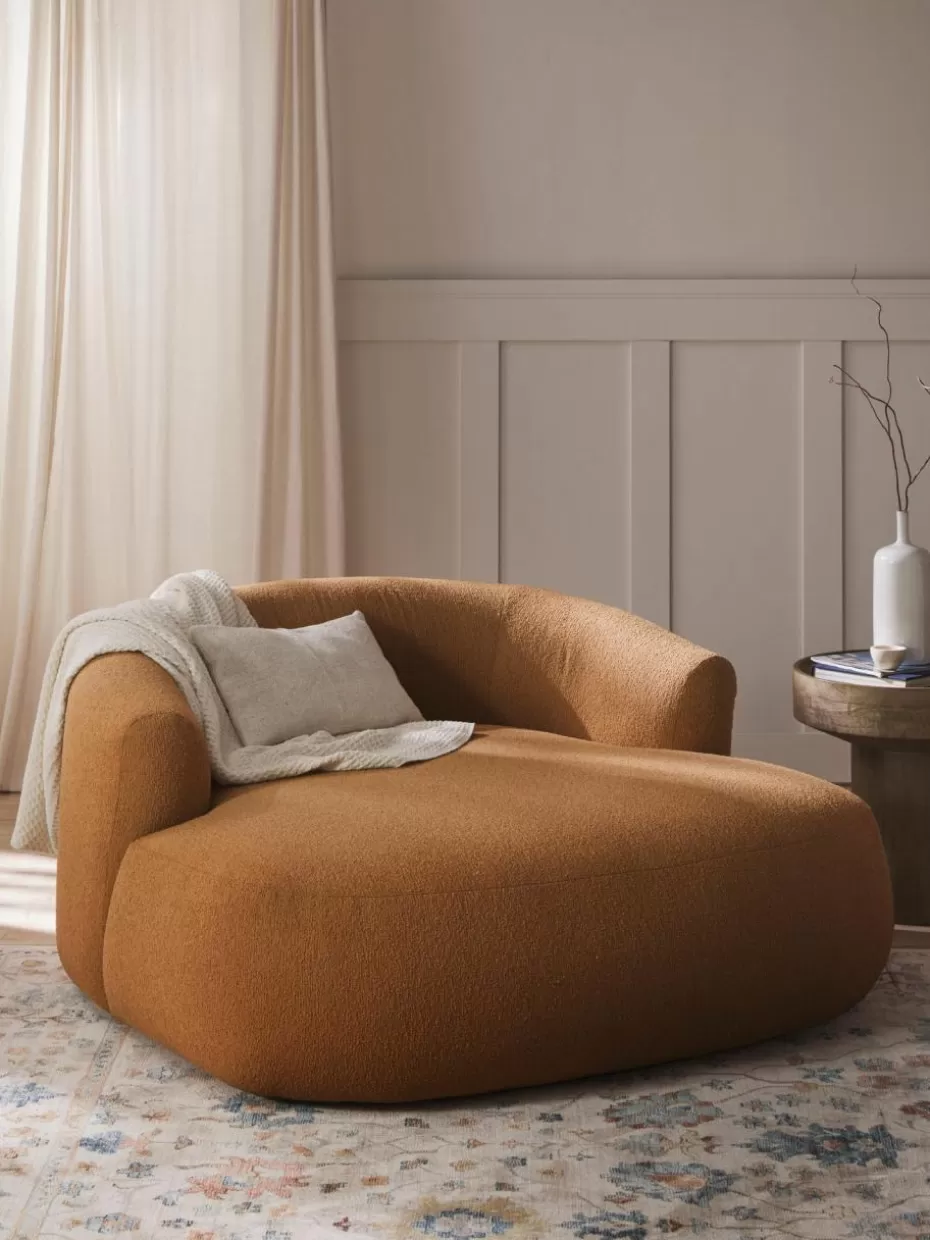 Sessel | Sofaserien-Westwing Collection XL Bouclé-Loungesessel Sofia Bouclé Hellbraun