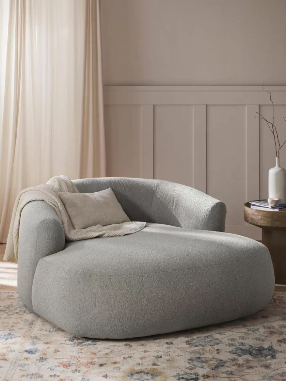Sessel | Sofaserien-Westwing Collection XL Bouclé-Loungesessel Sofia Bouclé Hellgrau
