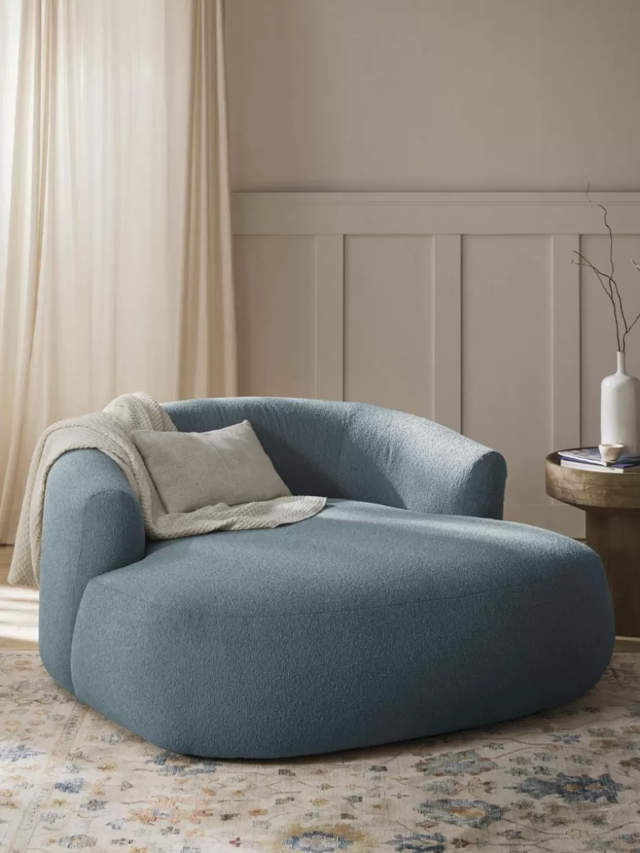 Sessel | Sofaserien-Westwing Collection XL Bouclé-Loungesessel Sofia Bouclé Blau