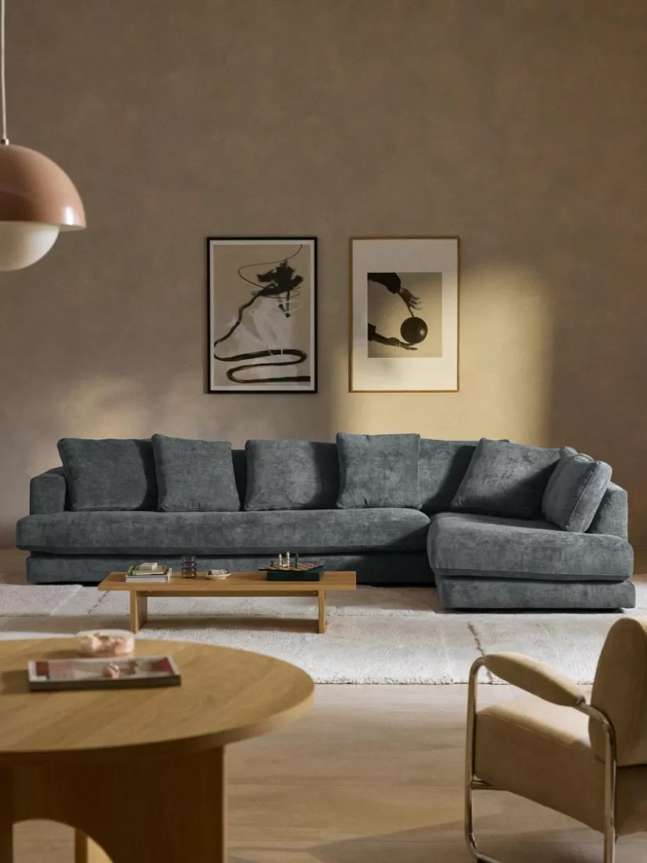 Sofas | Sofaserien-Westwing Collection XL Ecksofa Tribeca Webstoff Graublau
