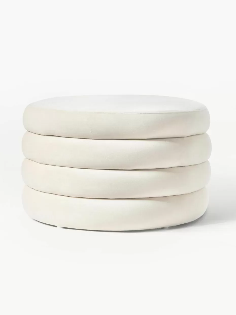 Flur Hocker | Hocker-Westwing Collection XL Samt-Hocker Alto mit Stauraum Samt Cremeweiß