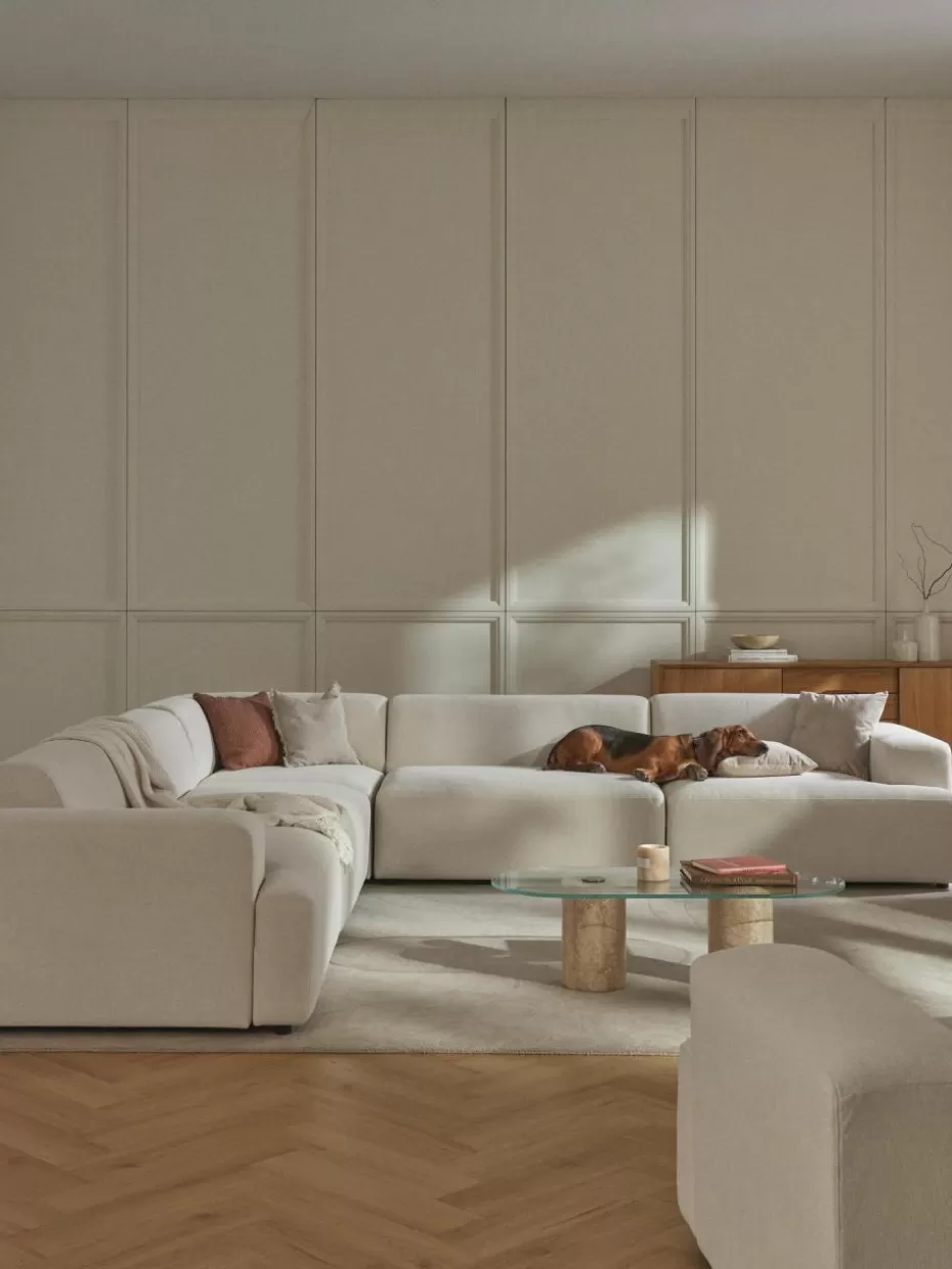Sofas | Sofaserien-Westwing Collection XL-Ecksofa Melva Webstoff Off White
