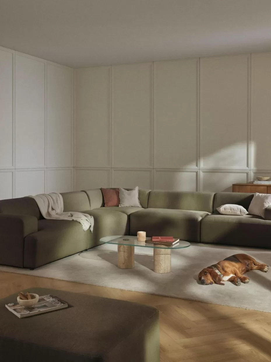 Sofas | Sofaserien-Westwing Collection XL-Ecksofa Melva Webstoff Olivgrün