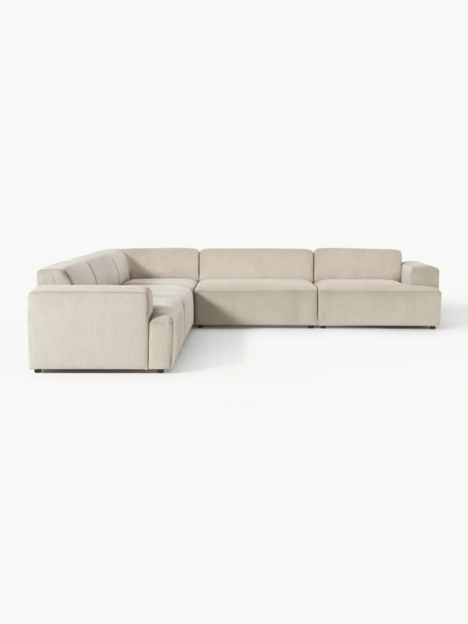 Sofas | Sofaserien-Westwing Collection XL-Ecksofa Melva aus Cord Cord Hellbeige