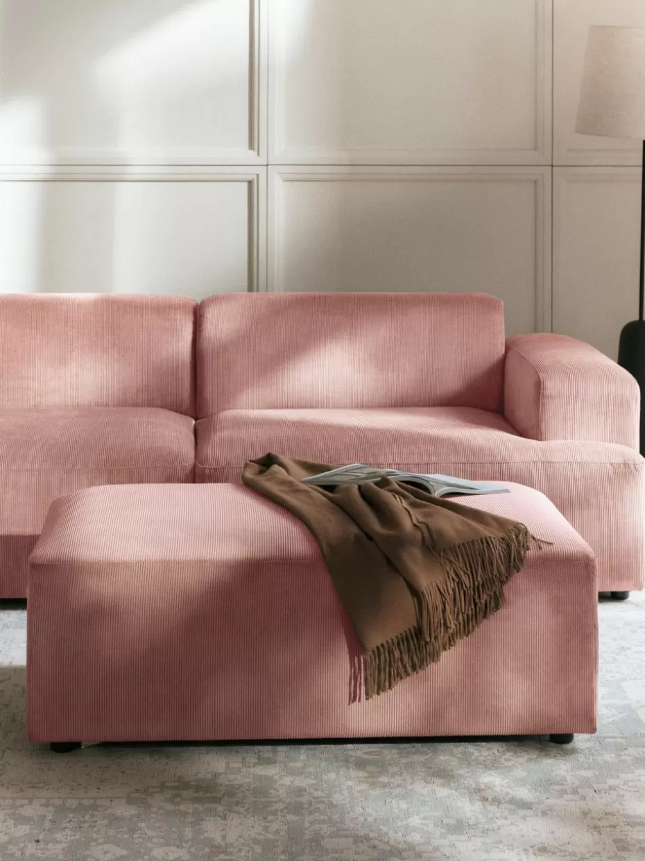 Hocker | Sofaserien-Westwing Collection XL-Hocker Melva aus Cord, B 116 x T 72 cm Cord Altrosa