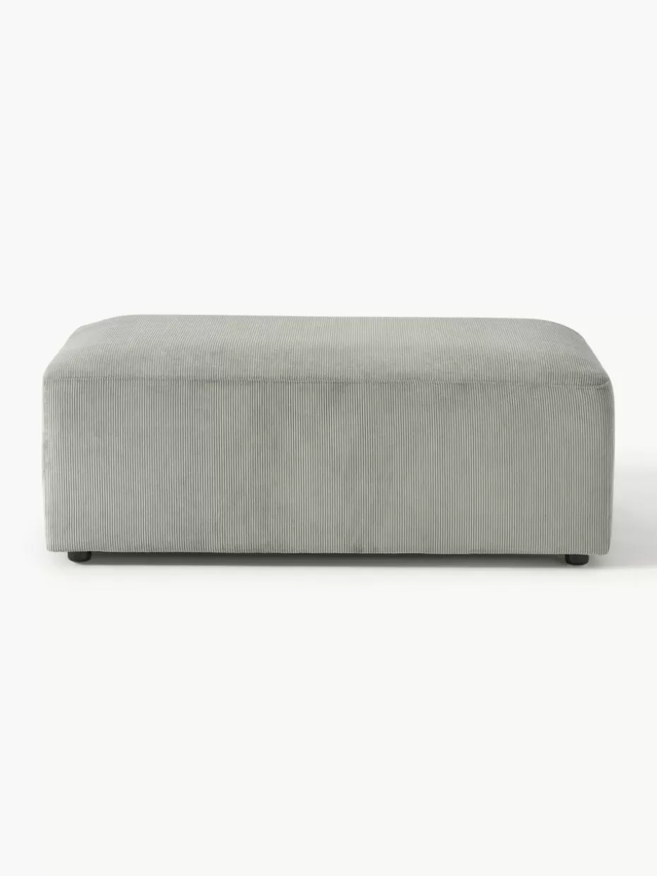 Hocker | Sofaserien-Westwing Collection XL-Hocker Melva aus Cord, B 116 x T 72 cm Cord Grau