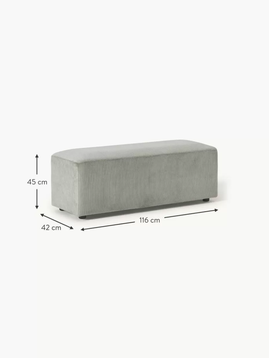 Hocker | Sofaserien-Westwing Collection XL-Hocker Melva aus Cord, B 116 x T 42 cm Cord Grau