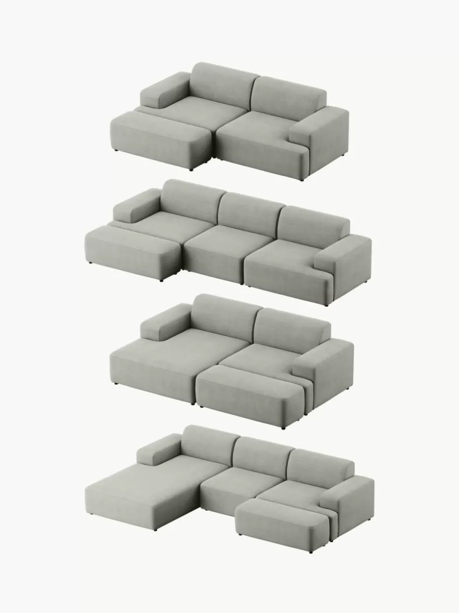 Hocker | Sofaserien-Westwing Collection XL-Hocker Melva aus Cord, B 116 x T 42 cm Cord Grau