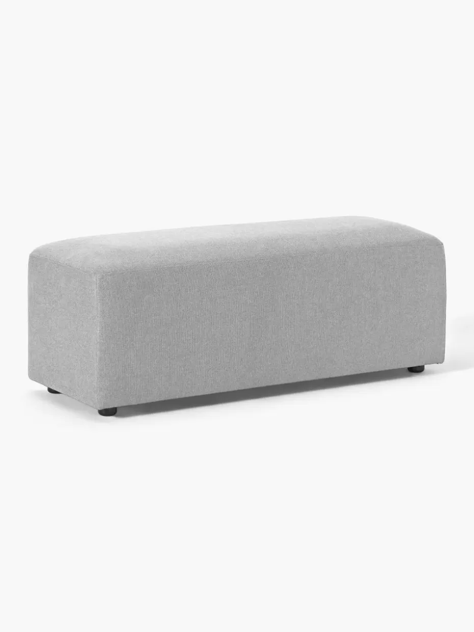 Hocker | Sofaserien-Westwing Collection XL-Hocker Melva, B 116 x T 42 cm Webstoff Hellgrau