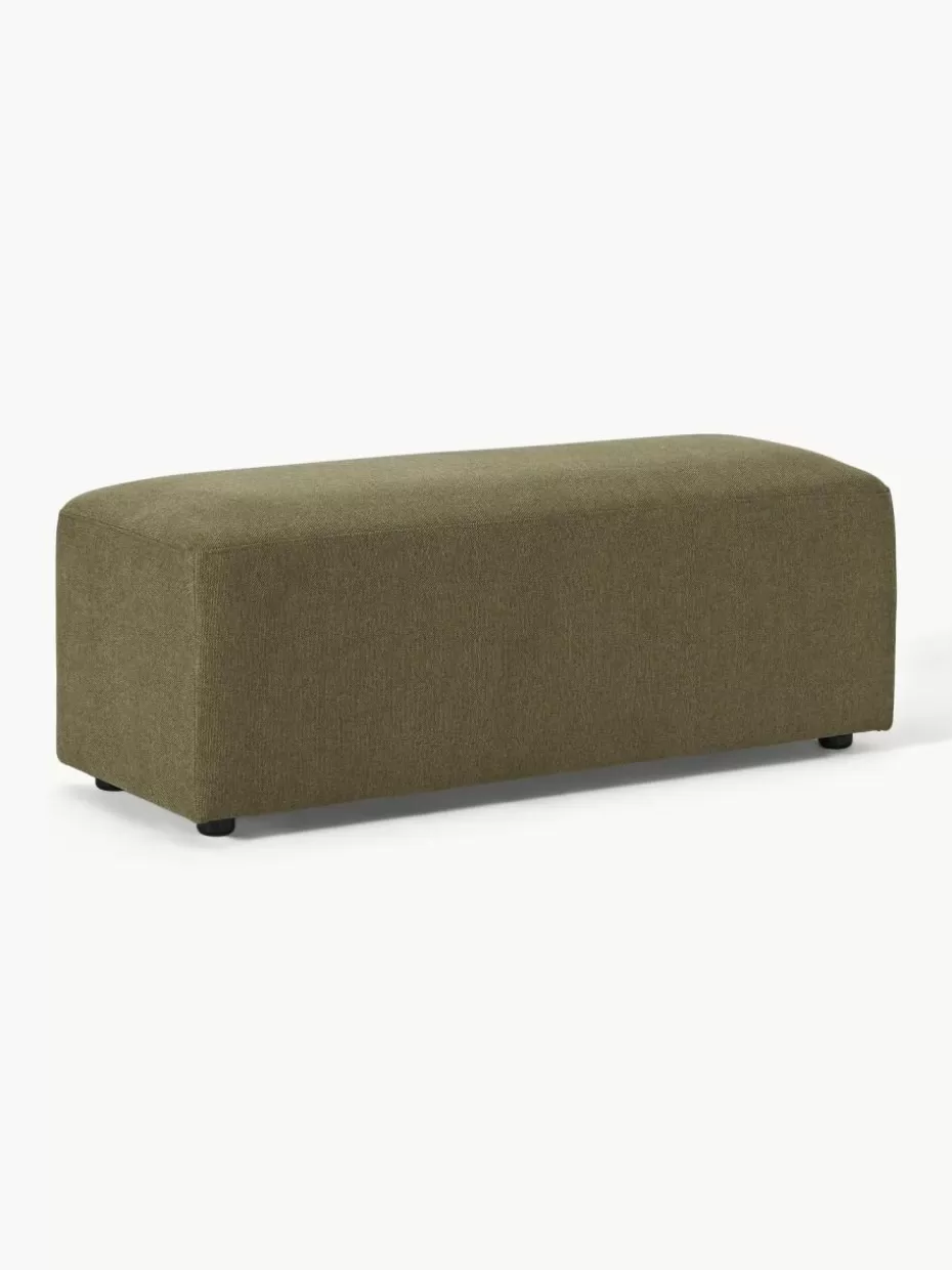 Hocker | Sofaserien-Westwing Collection XL-Hocker Melva, B 116 x T 42 cm Webstoff Olivgrün