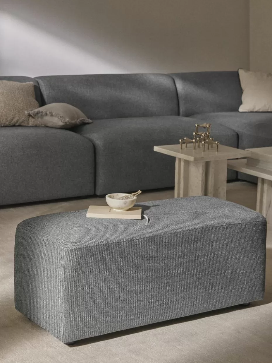 Hocker | Sofaserien-Westwing Collection XL-Hocker Melva, B 116 x T 42 cm Webstoff Dunkelgrau