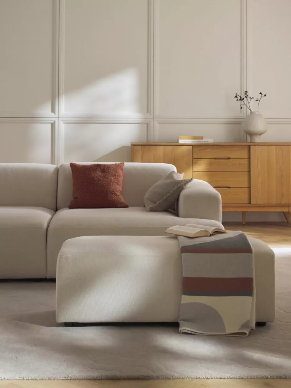 Hocker | Sofaserien-Westwing Collection XL-Hocker Melva, B 116 x T 42 cm Webstoff Off White