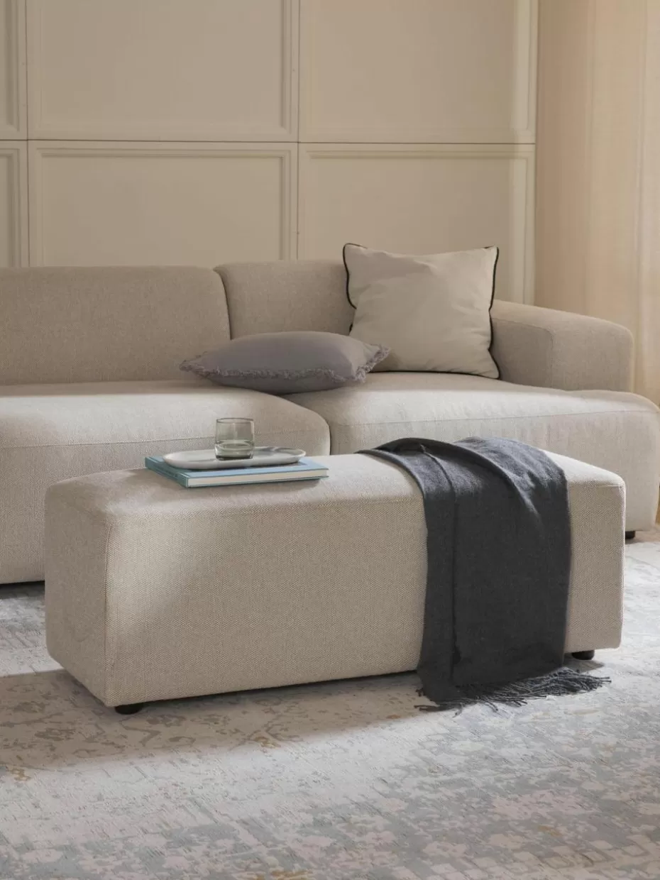 Hocker | Sofaserien-Westwing Collection XL-Hocker Melva, B 116 x T 42 cm Webstoff Hellbeige