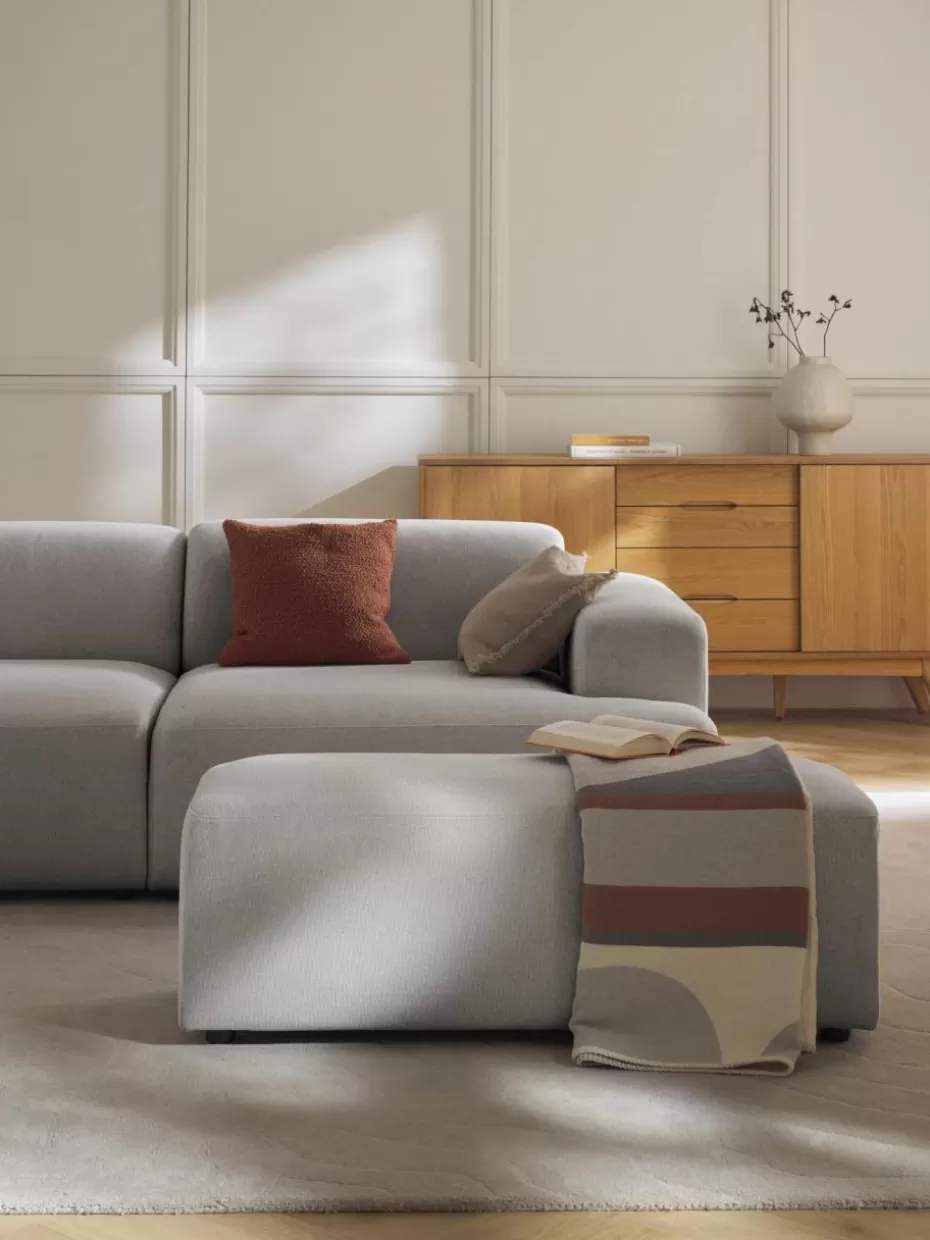 Hocker | Sofaserien-Westwing Collection XL-Hocker Melva, B 116 x T 42 cm Webstoff Hellgrau