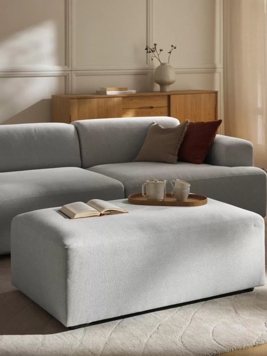 Hocker | Sofaserien-Westwing Collection XL-Hocker Melva, B 116 x T 72 cm Webstoff Hellgrau